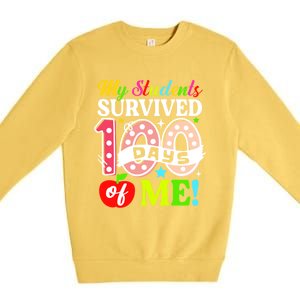 My Students Survived 100 Days Of Me Funny Gift Teachers Students Gift Premium Crewneck Sweatshirt