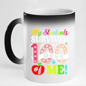 My Students Survived 100 Days Of Me Funny Gift Teachers Students Gift 11oz Black Color Changing Mug