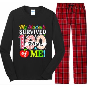 My Students Survived 100 Days Of Me Funny Gift Teachers Students Gift Long Sleeve Pajama Set