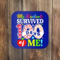 My Students Survived 100 Days Of Me Funny Gift Teachers Students Gift Coaster