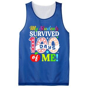 My Students Survived 100 Days Of Me Funny Gift Teachers Students Gift Mesh Reversible Basketball Jersey Tank