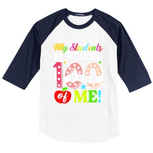 My Students Survived 100 Days Of Me Funny Gift Teachers Students Gift Baseball Sleeve Shirt