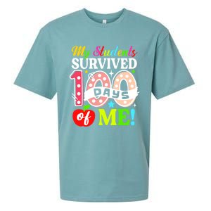 My Students Survived 100 Days Of Me Funny Gift Teachers Students Gift Sueded Cloud Jersey T-Shirt