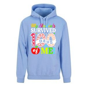 My Students Survived 100 Days Of Me Funny Gift Teachers Students Gift Unisex Surf Hoodie