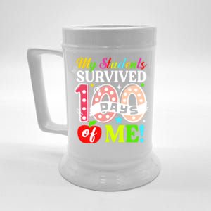 My Students Survived 100 Days Of Me Funny Gift Teachers Students Gift Beer Stein