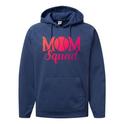 Mom Squad Sports Player Athletic Mothers Day Baseball Gift Performance Fleece Hoodie