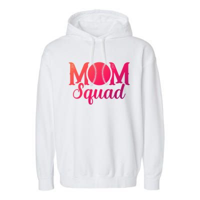 Mom Squad Sports Player Athletic Mothers Day Baseball Gift Garment-Dyed Fleece Hoodie