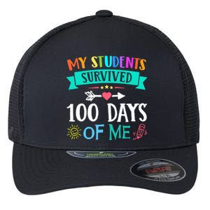 My Students Survived 100 Days Of Me Teacher Gift Flexfit Unipanel Trucker Cap