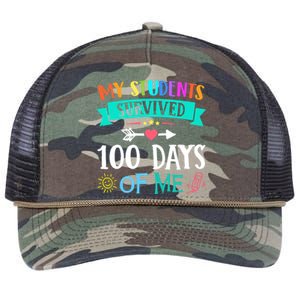 My Students Survived 100 Days Of Me Teacher Gift Retro Rope Trucker Hat Cap