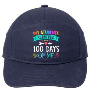 My Students Survived 100 Days Of Me Teacher Gift 7-Panel Snapback Hat