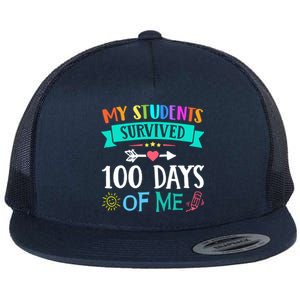 My Students Survived 100 Days Of Me Teacher Gift Flat Bill Trucker Hat