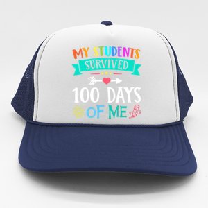 My Students Survived 100 Days Of Me Teacher Gift Trucker Hat