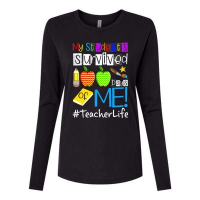 My Students Survived 100 Days Of Me Teacher Life Great Gift Womens Cotton Relaxed Long Sleeve T-Shirt