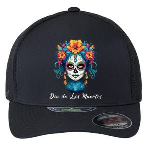 Mexican Sugar Skull Girl Halloween Dia De Los Muertos Flexfit Unipanel Trucker Cap