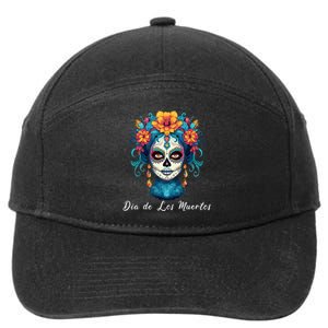 Mexican Sugar Skull Girl Halloween Dia De Los Muertos 7-Panel Snapback Hat