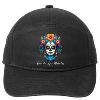 Mexican Sugar Skull Girl Halloween Dia De Los Muertos 7-Panel Snapback Hat