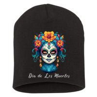 Mexican Sugar Skull Girl Halloween Dia De Los Muertos Short Acrylic Beanie