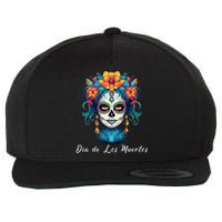 Mexican Sugar Skull Girl Halloween Dia De Los Muertos Wool Snapback Cap