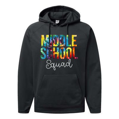 Middle School Squad Tie Dye Appreciation Day Back To School Performance Fleece Hoodie