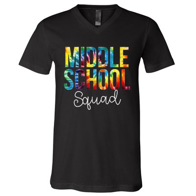 Middle School Squad Tie Dye Appreciation Day Back To School V-Neck T-Shirt