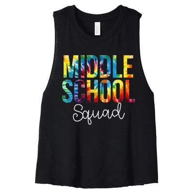 Middle School Squad Tie Dye Appreciation Day Back To School Women's Racerback Cropped Tank