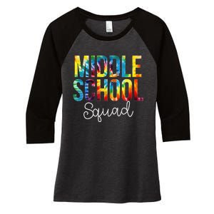 Middle School Squad Tie Dye Appreciation Day Back To School Women's Tri-Blend 3/4-Sleeve Raglan Shirt