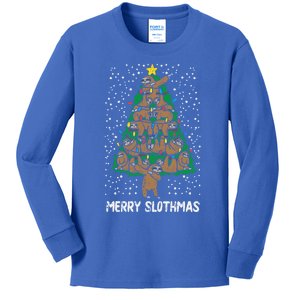 Merry Slothmas Sloth Christmas Tree Funny Lazy Animal Gift Great Gift Kids Long Sleeve Shirt