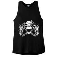 Mad Science Skull And Crossbones Ladies PosiCharge Tri-Blend Wicking Tank