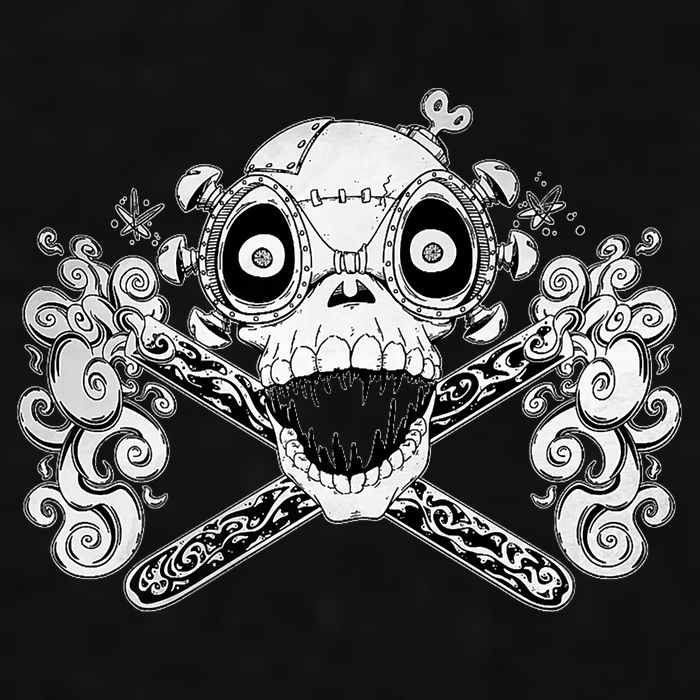 Mad Science Skull And Crossbones Ladies PosiCharge Tri-Blend Wicking Tank