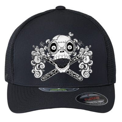 Mad Science Skull And Crossbones Flexfit Unipanel Trucker Cap