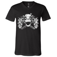 Mad Science Skull And Crossbones V-Neck T-Shirt