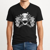 Mad Science Skull And Crossbones V-Neck T-Shirt