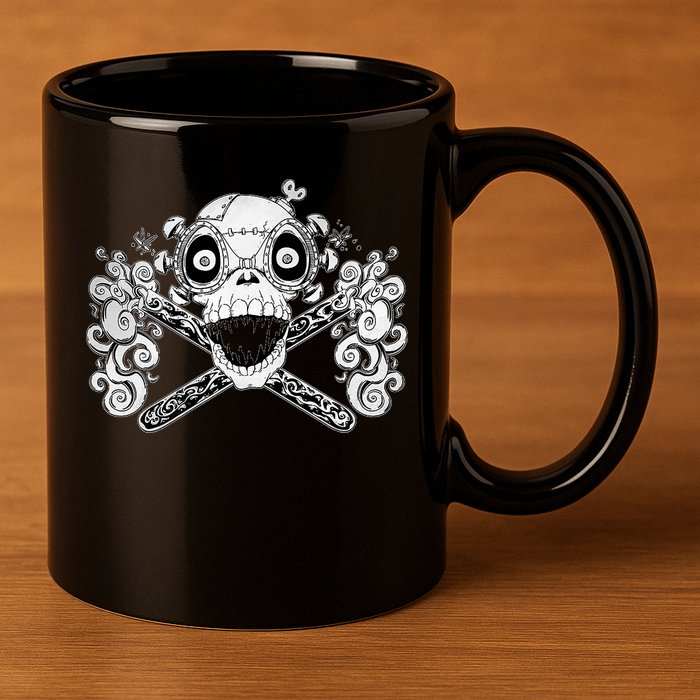 Mad Science Skull And Crossbones 11oz C Handle Ceramic Mug