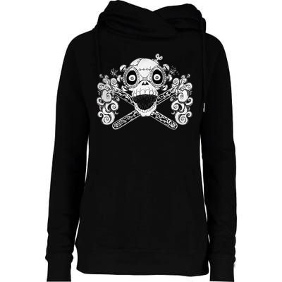 Mad Science Skull And Crossbones Womens Funnel Neck Pullover Hood