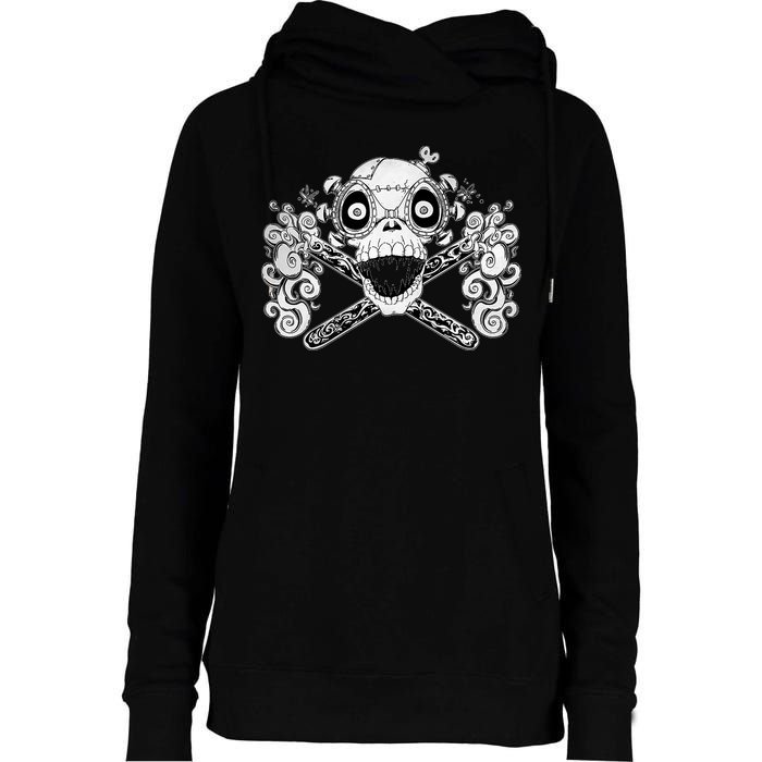 Mad Science Skull And Crossbones Womens Funnel Neck Pullover Hood