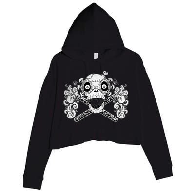 Mad Science Skull And Crossbones Crop Fleece Hoodie