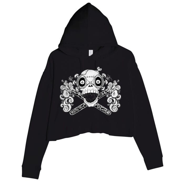 Mad Science Skull And Crossbones Crop Fleece Hoodie