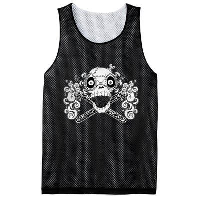 Mad Science Skull And Crossbones Mesh Reversible Basketball Jersey Tank