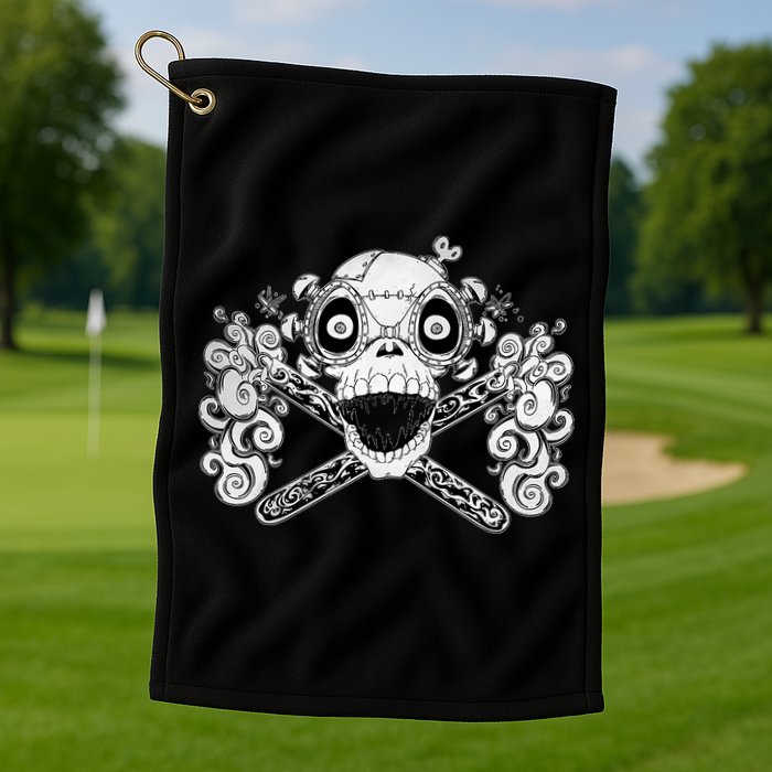 Mad Science Skull And Crossbones Golf Towel