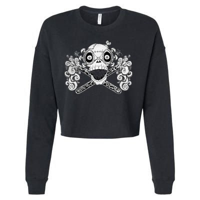 Mad Science Skull And Crossbones Cropped Pullover Crew
