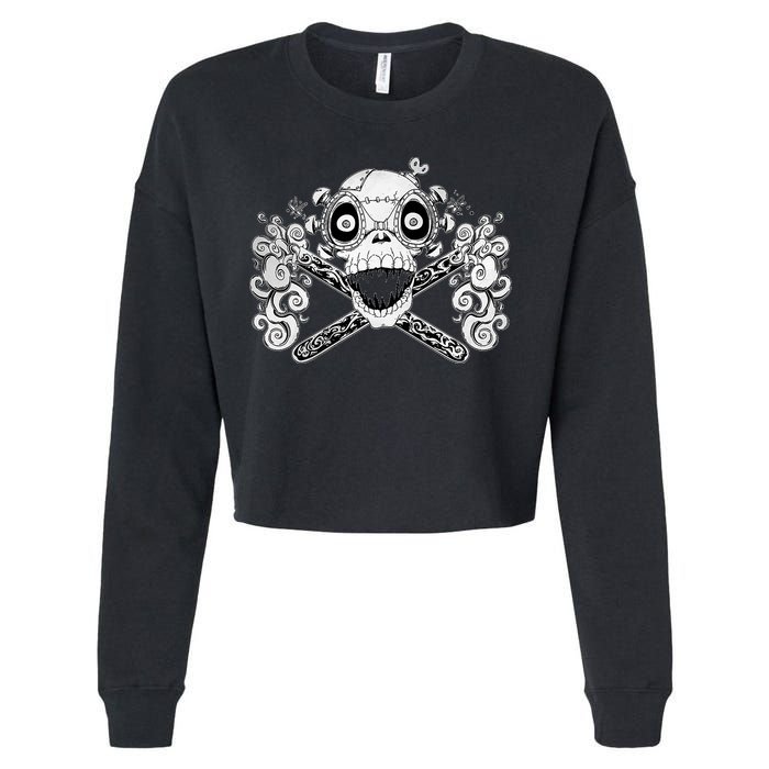 Mad Science Skull And Crossbones Cropped Pullover Crew