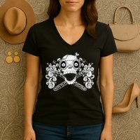 Mad Science Skull And Crossbones Women's V-Neck T-Shirt