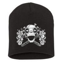Mad Science Skull And Crossbones Short Acrylic Beanie
