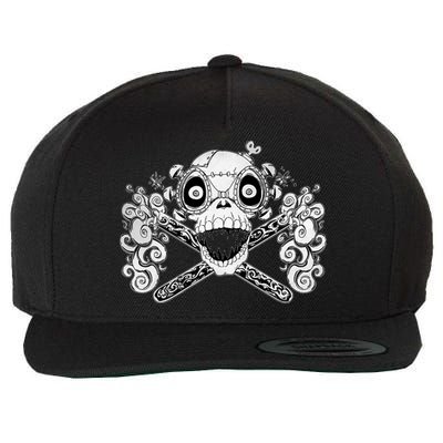 Mad Science Skull And Crossbones Wool Snapback Cap