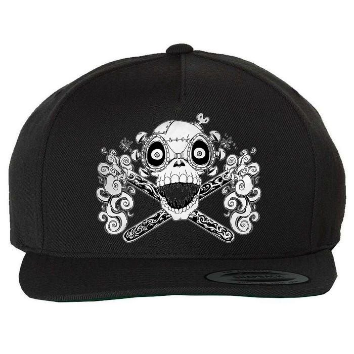 Mad Science Skull And Crossbones Wool Snapback Cap