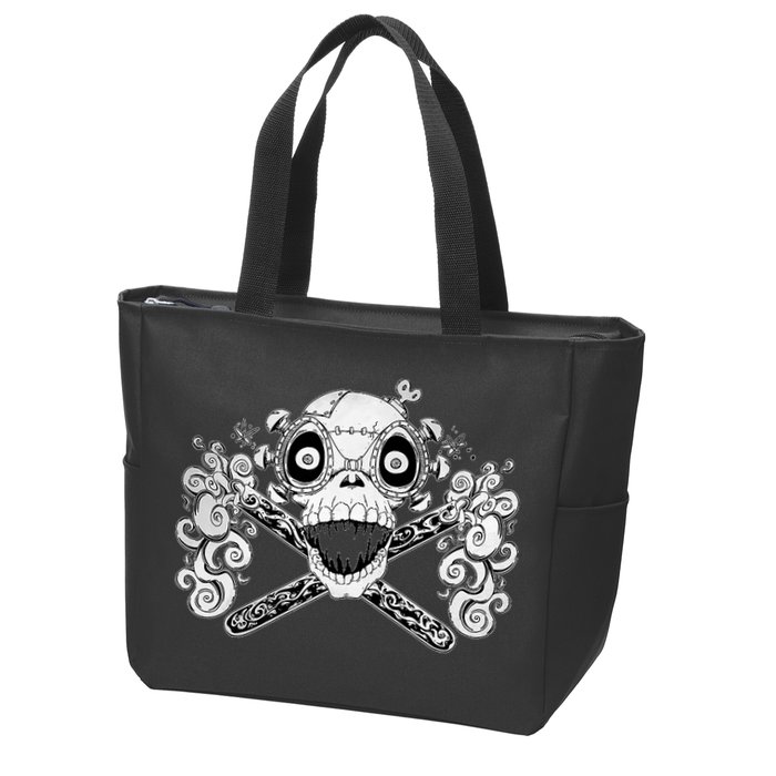 Mad Science Skull And Crossbones Zip Tote Bag