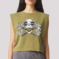 Mad Science Skull And Crossbones Garment-Dyed Women's Muscle Tee