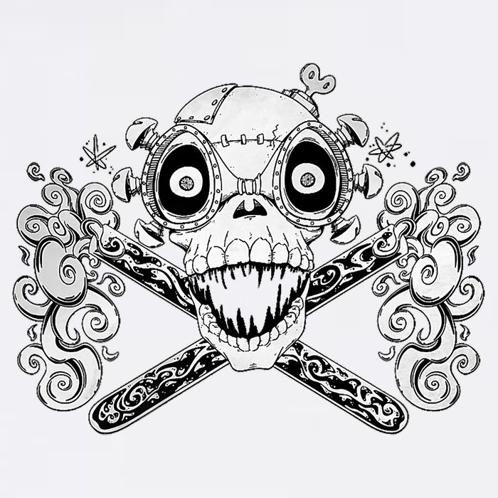 Mad Science Skull And Crossbones Garment-Dyed Sweatshirt
