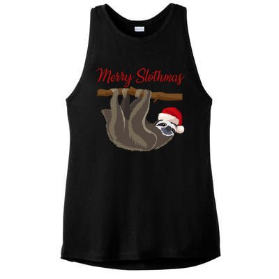 Merry Slothmas Sloth Christmas Xmas Gift Ladies PosiCharge Tri-Blend Wicking Tank