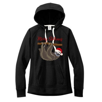 Merry Slothmas Sloth Christmas Xmas Gift Women's Fleece Hoodie